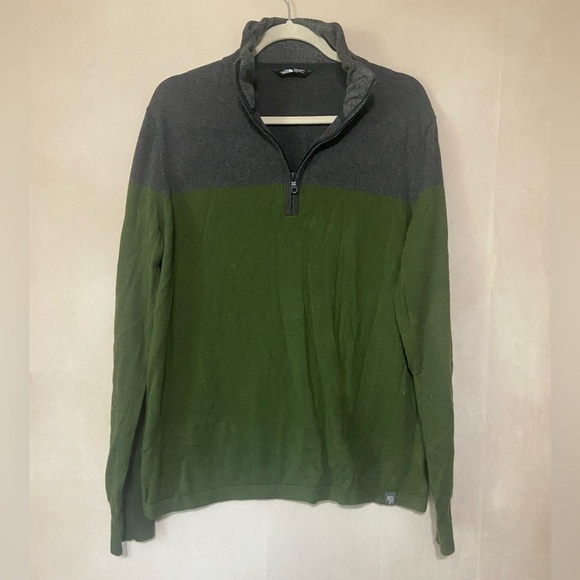The North Face EUC color block 1/4 zip wool blend two tone sweater size L men's - Picture 2 of 6